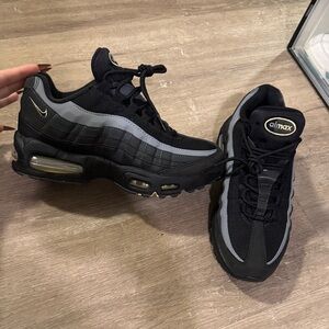 Nike Women's Air Max 95 Sneakers - Black with Gray and Gold Accents
